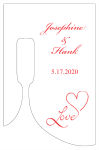 Customized Love Swirly Bottom's Up Rectangle Wine Wedding Label
